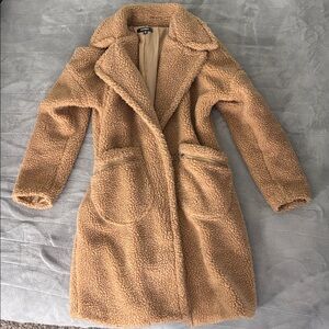 Missguided Camel Colored Teddy Jacket